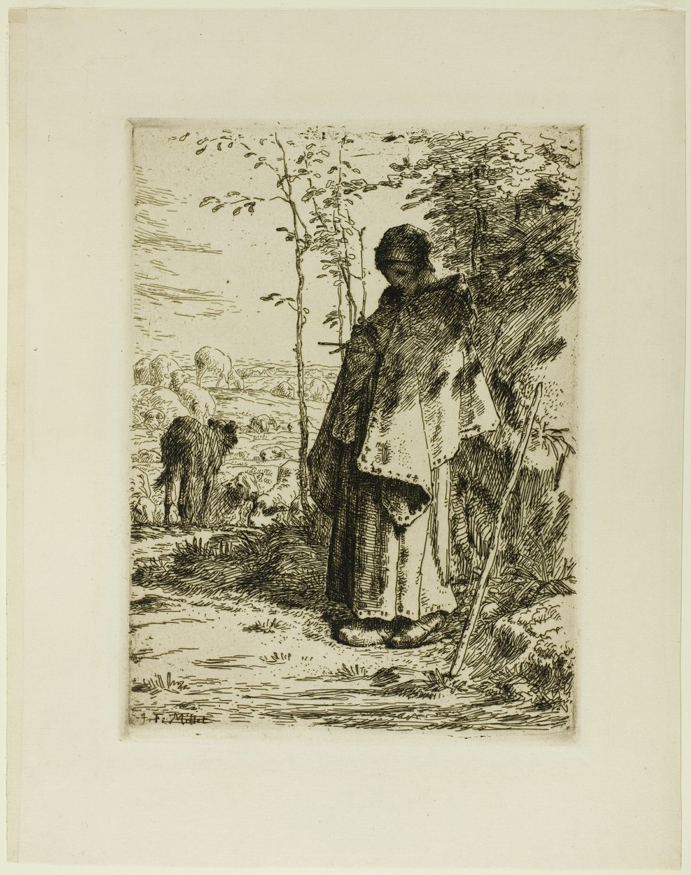 Die Schäferin beim Stricken von Jean Francois Millet