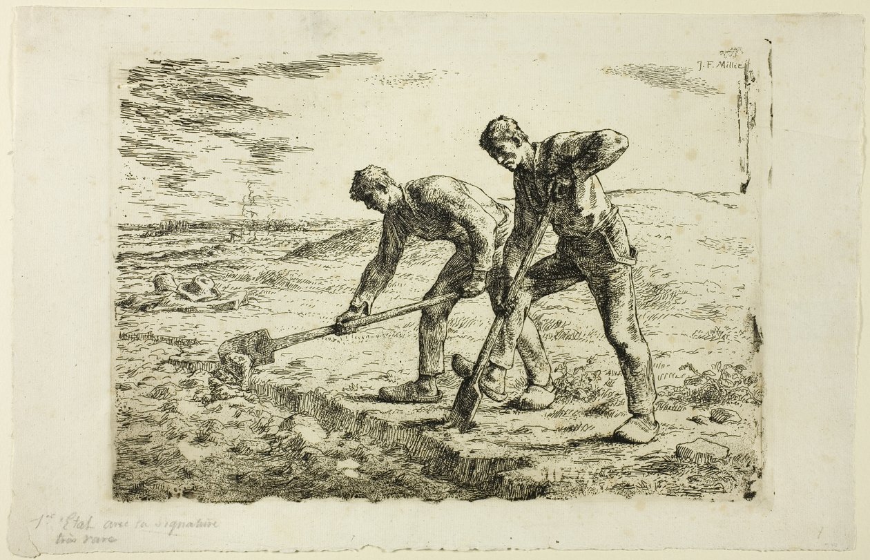 Zwei Männer beim Graben von Jean Francois Millet