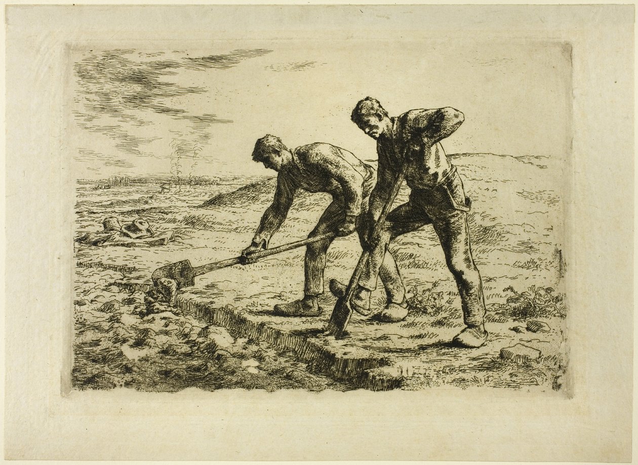 Zwei Männer beim Graben von Jean Francois Millet