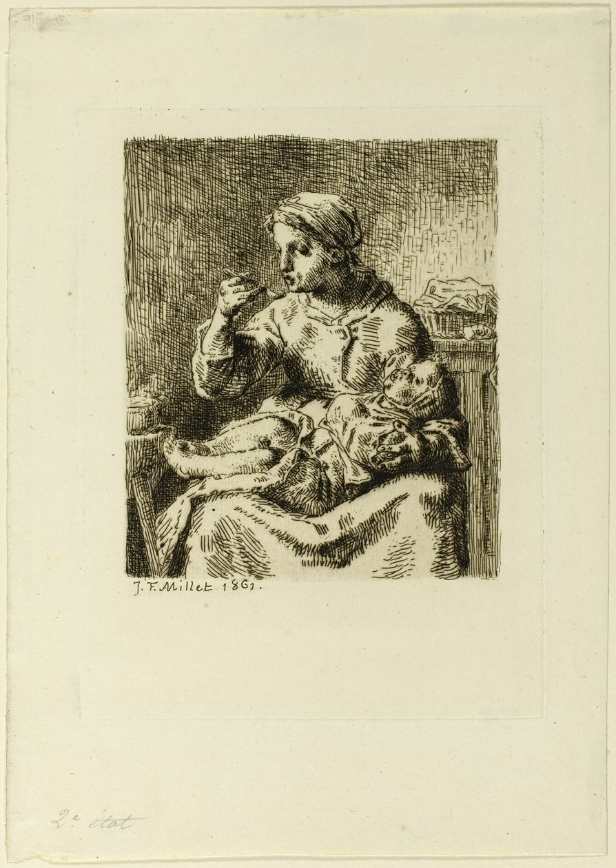 Frau füttert ihr Kind von Jean Francois Millet