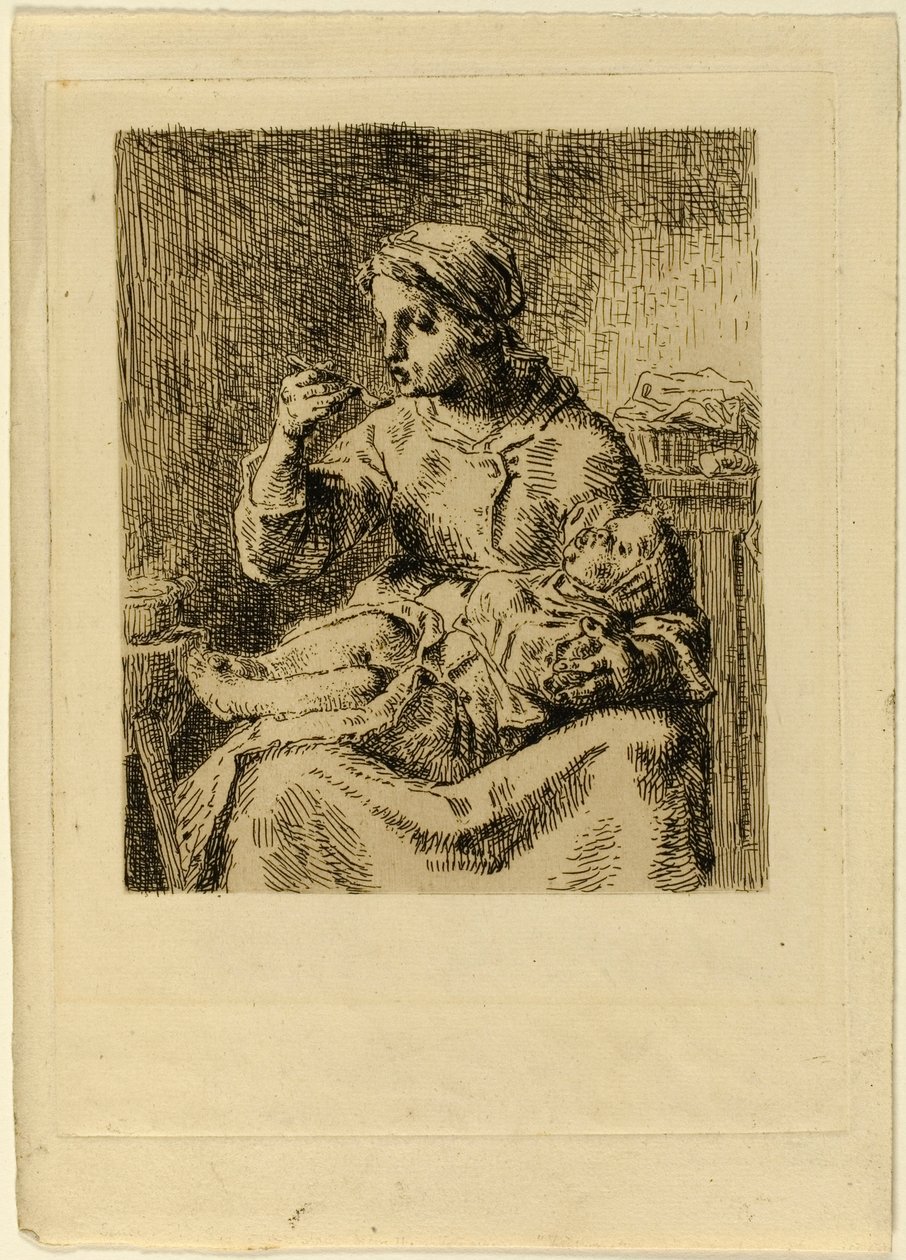 Frau füttert ihr Kind von Jean Francois Millet