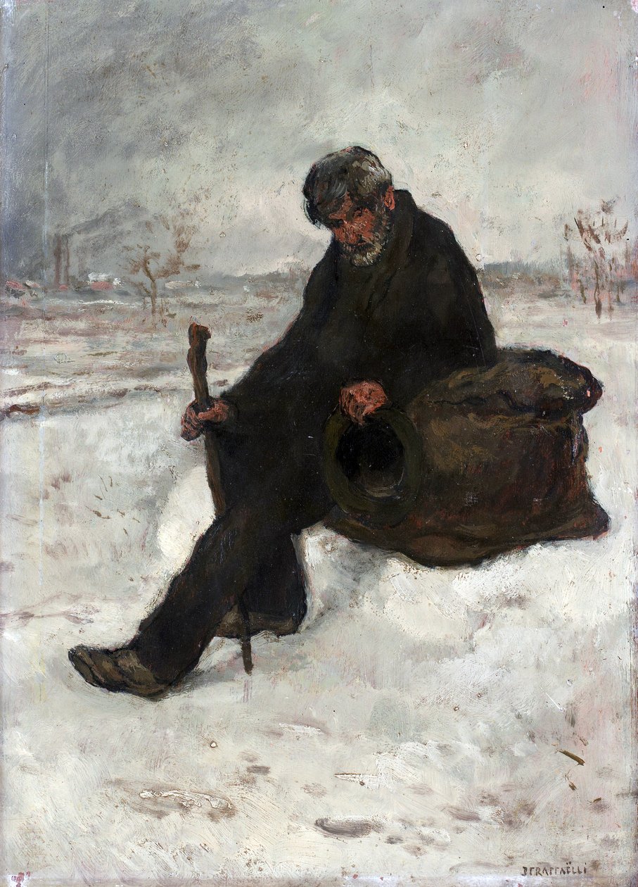 Ein Philosoph, Cheminot im Schnee von Jean Francois Raffaelli
