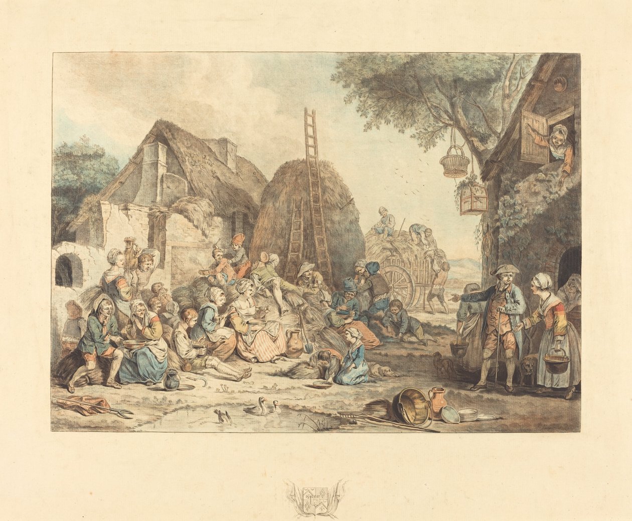 Mittagessen der Erntearbeiter von Jean François Janinet after Pierre Alexandre Wille