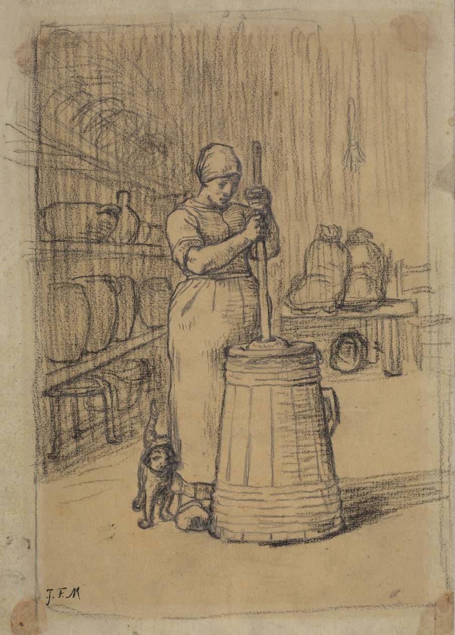 Studie für Frau beim Buttern von Jean Francois Millet