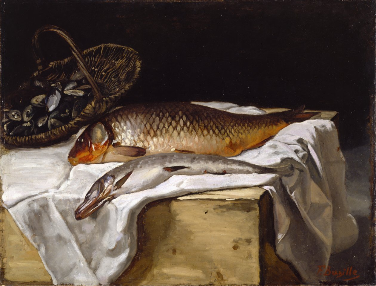 Stillleben mit Fisch von Jean Frederic Bazille