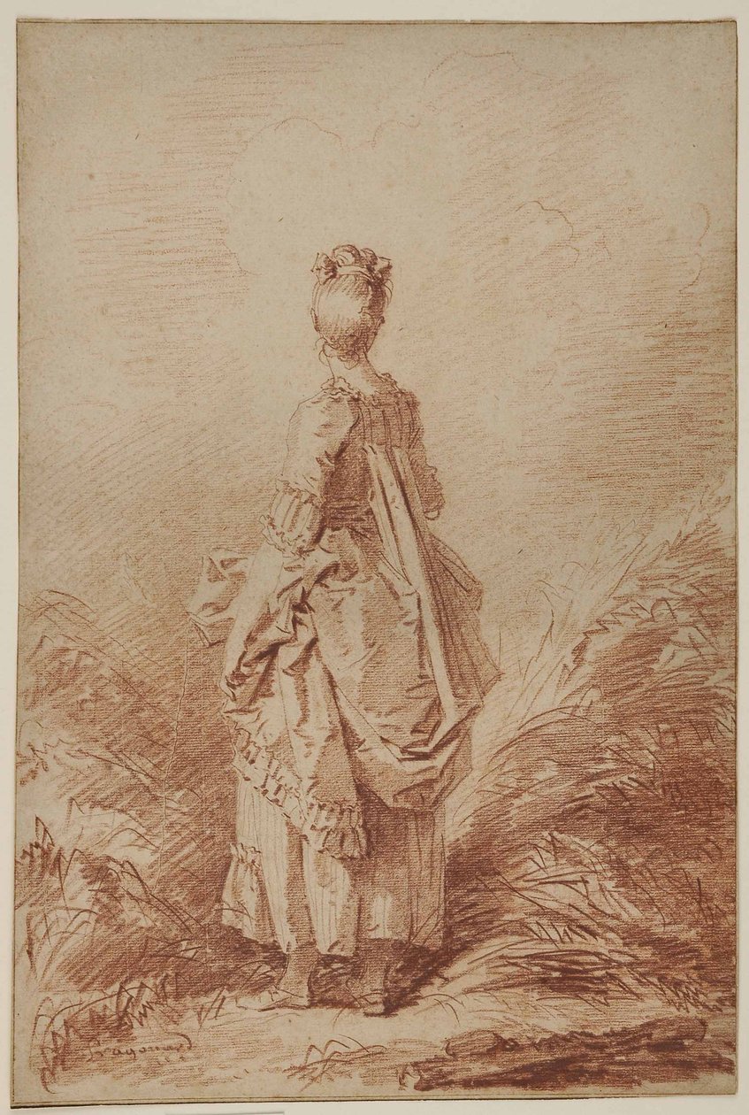 Junge Frau schaut zurück von Jean Honore Fragonard