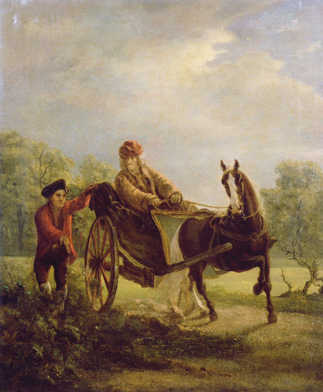Voltaire (1694-1778) in einem Cabriolet in Ferney von Jean Huber