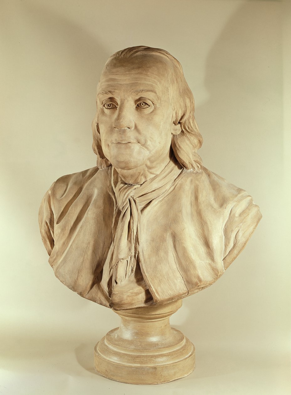 Büste von Benjamin Franklin (Terrakotta) von Jean Jacques Caffieri