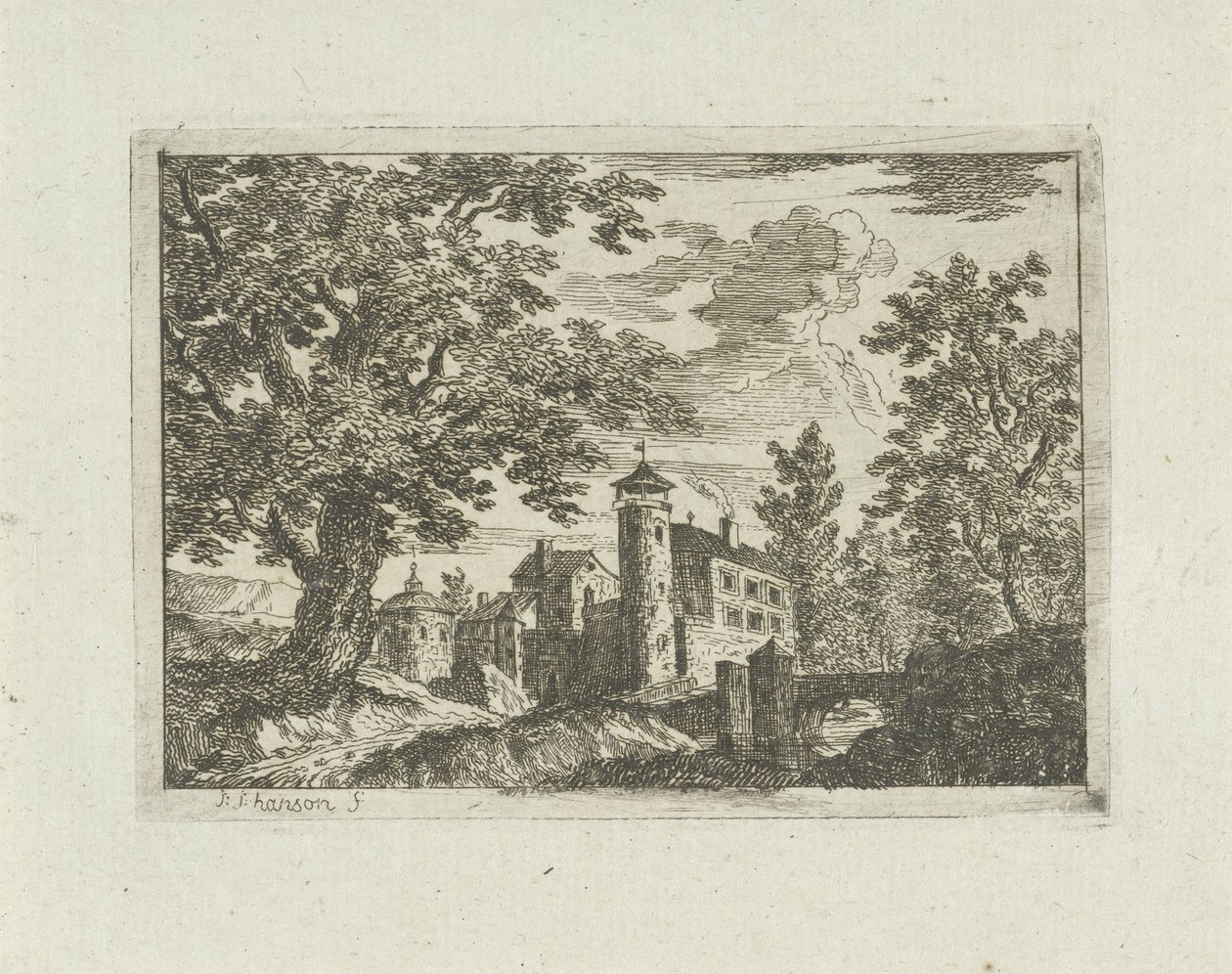 Schloss in einer Landschaft von Jean Joseph Hanson