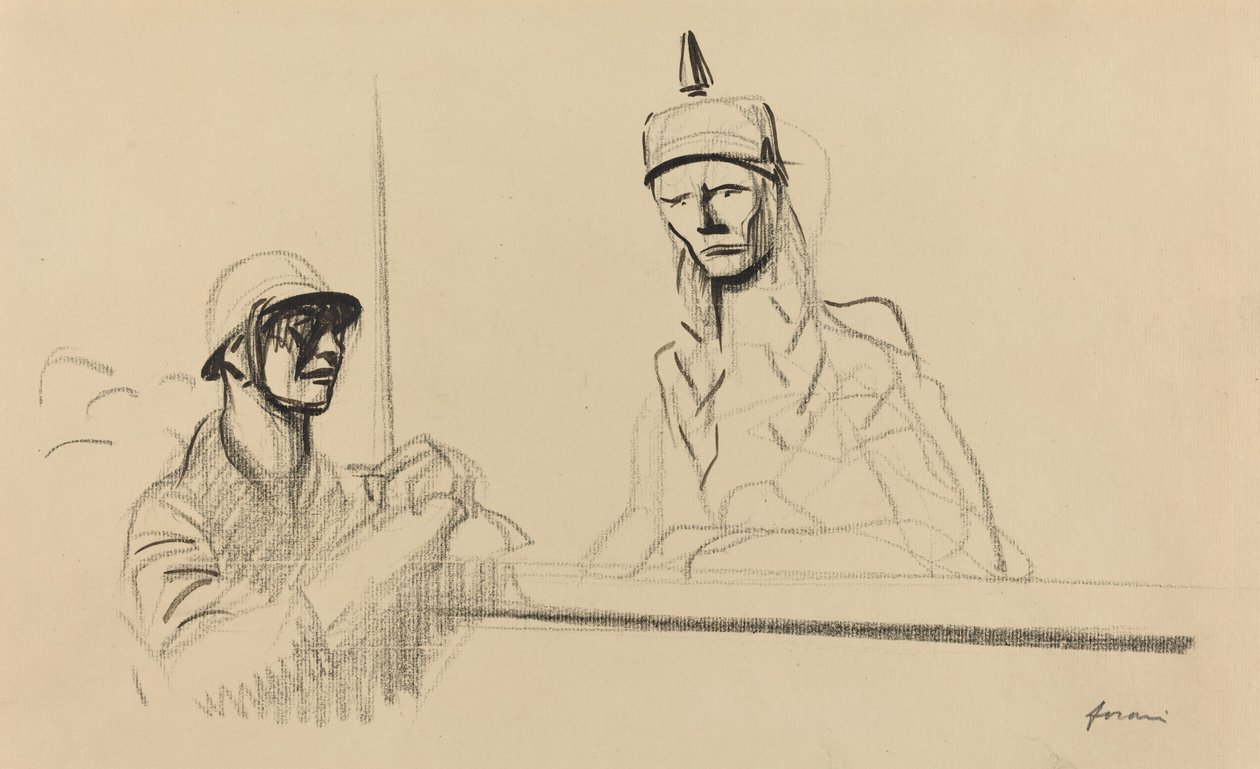Französischer Soldat spricht Germania an von Jean Louis Forain