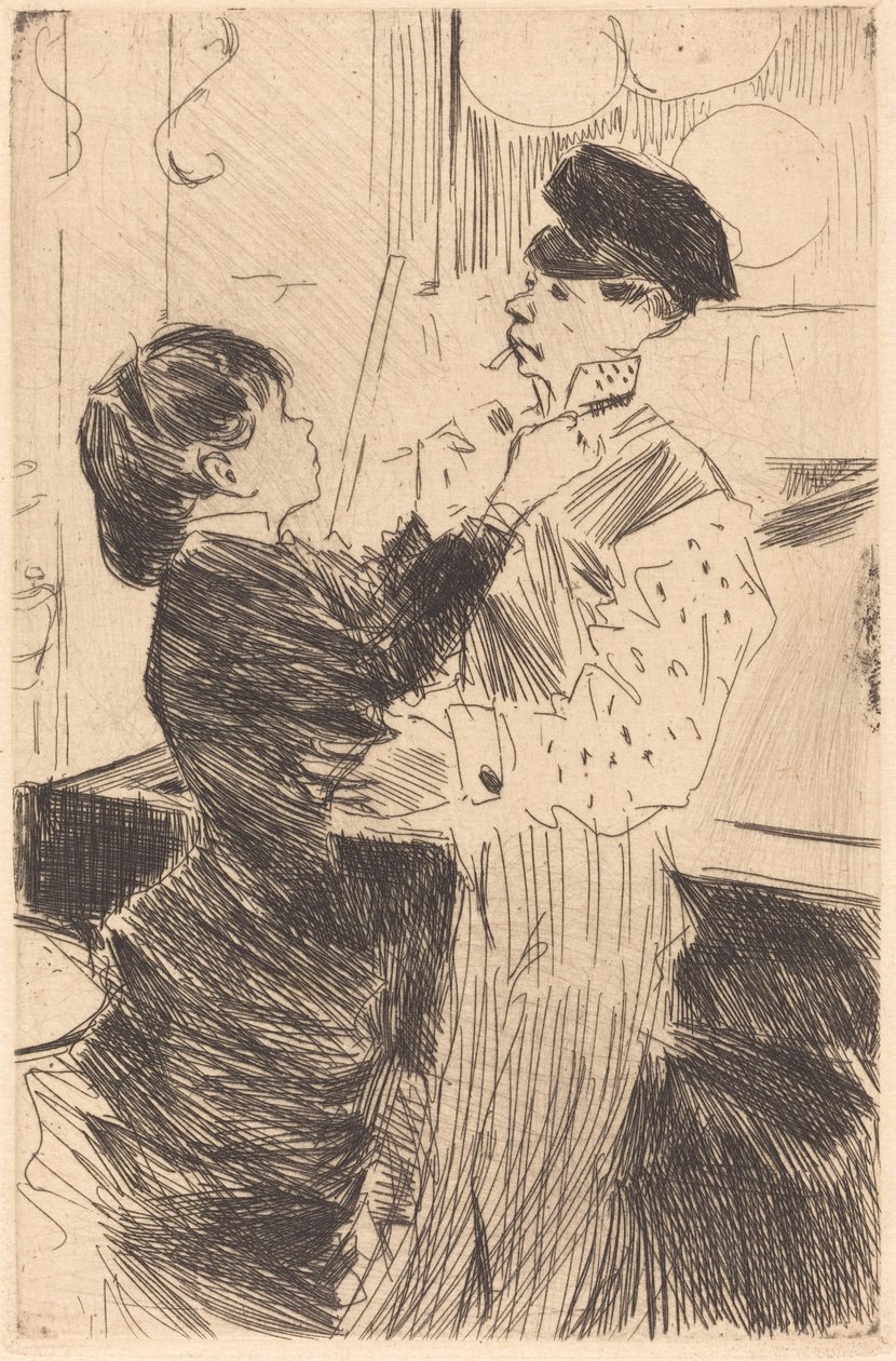 Die Krawatte binden von Jean Louis Forain