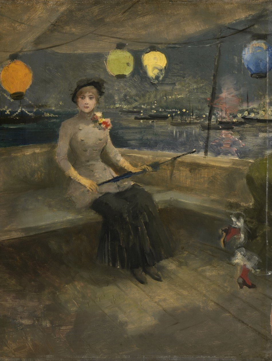 Frau auf einer Yacht, ca. 1883 von Jean Louis Forain