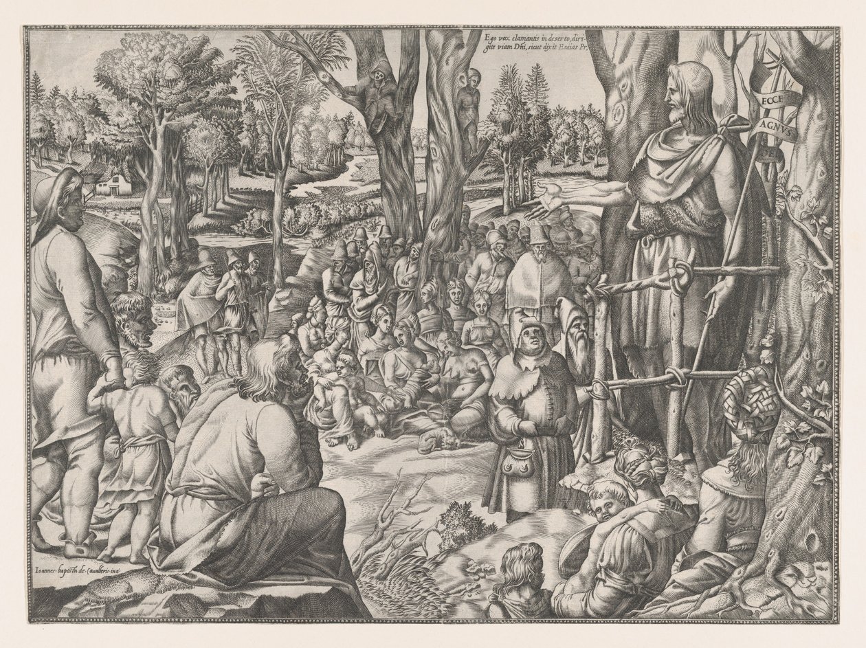 St. Johannes predigt in der Wüste, 1535-55 von Jean Mignon