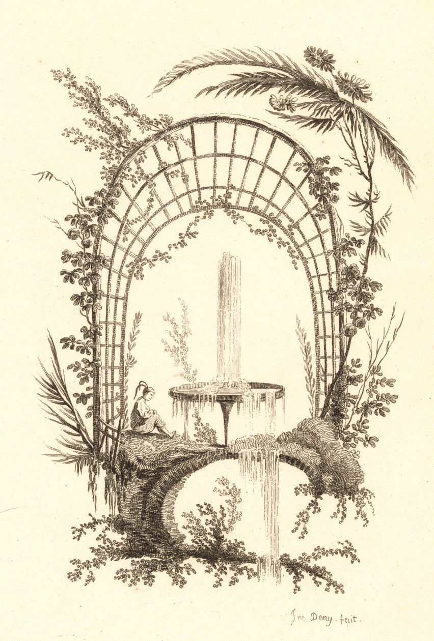 Brunnen unter Pergola von Jeanne Deny