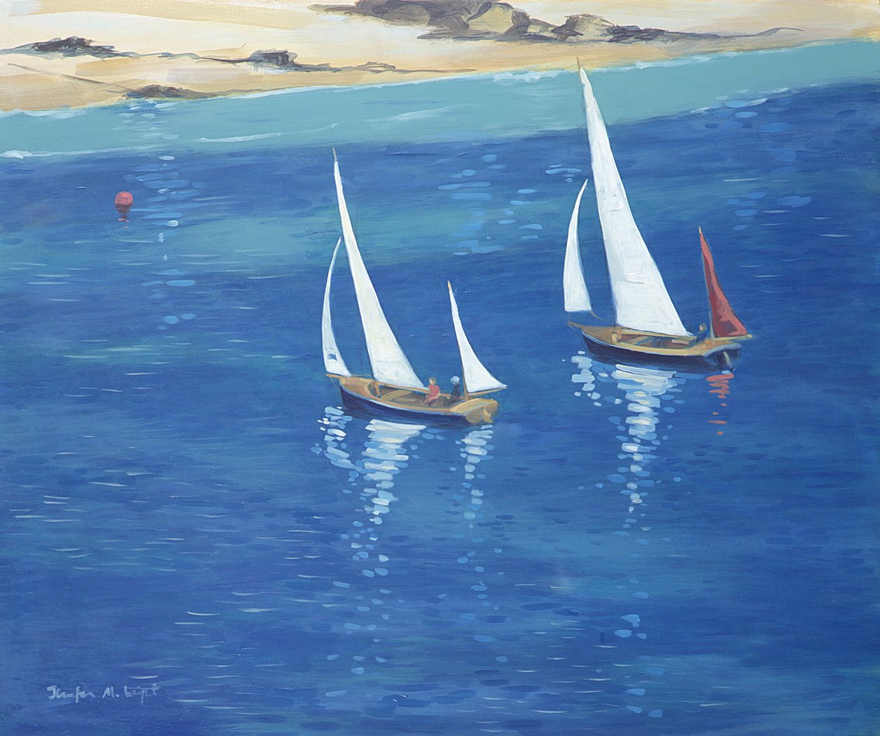 Salcombe - Rennjollen, 2000 von Jennifer Wright