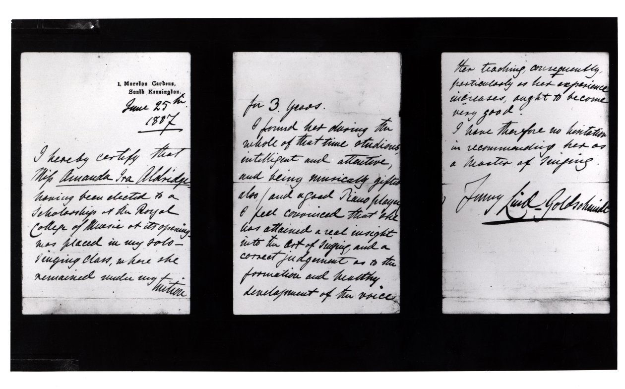 Signierter Brief, 1887 von Jenny Lind