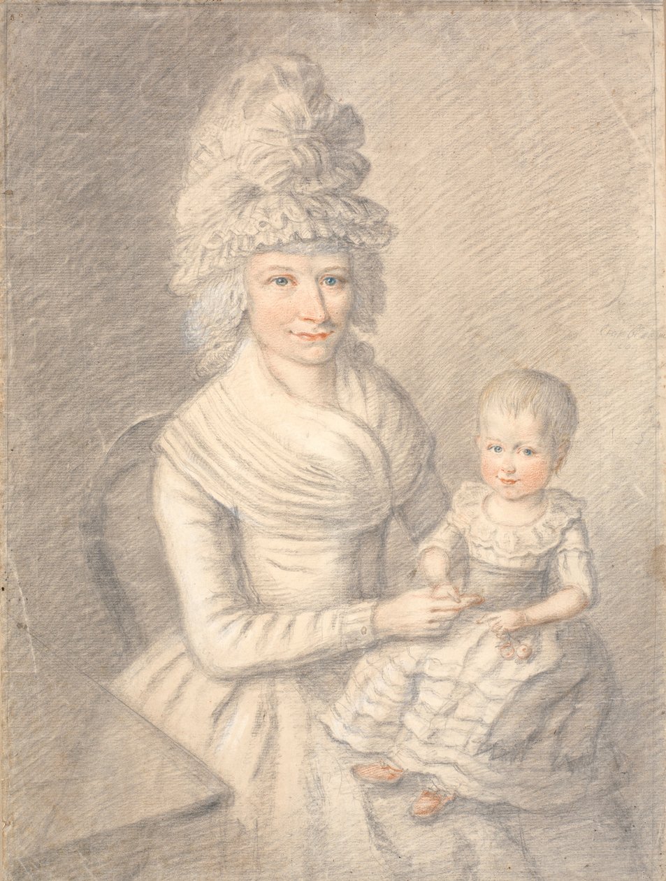 Dame mit kleinem Kind auf dem Schoß von Jens Juel