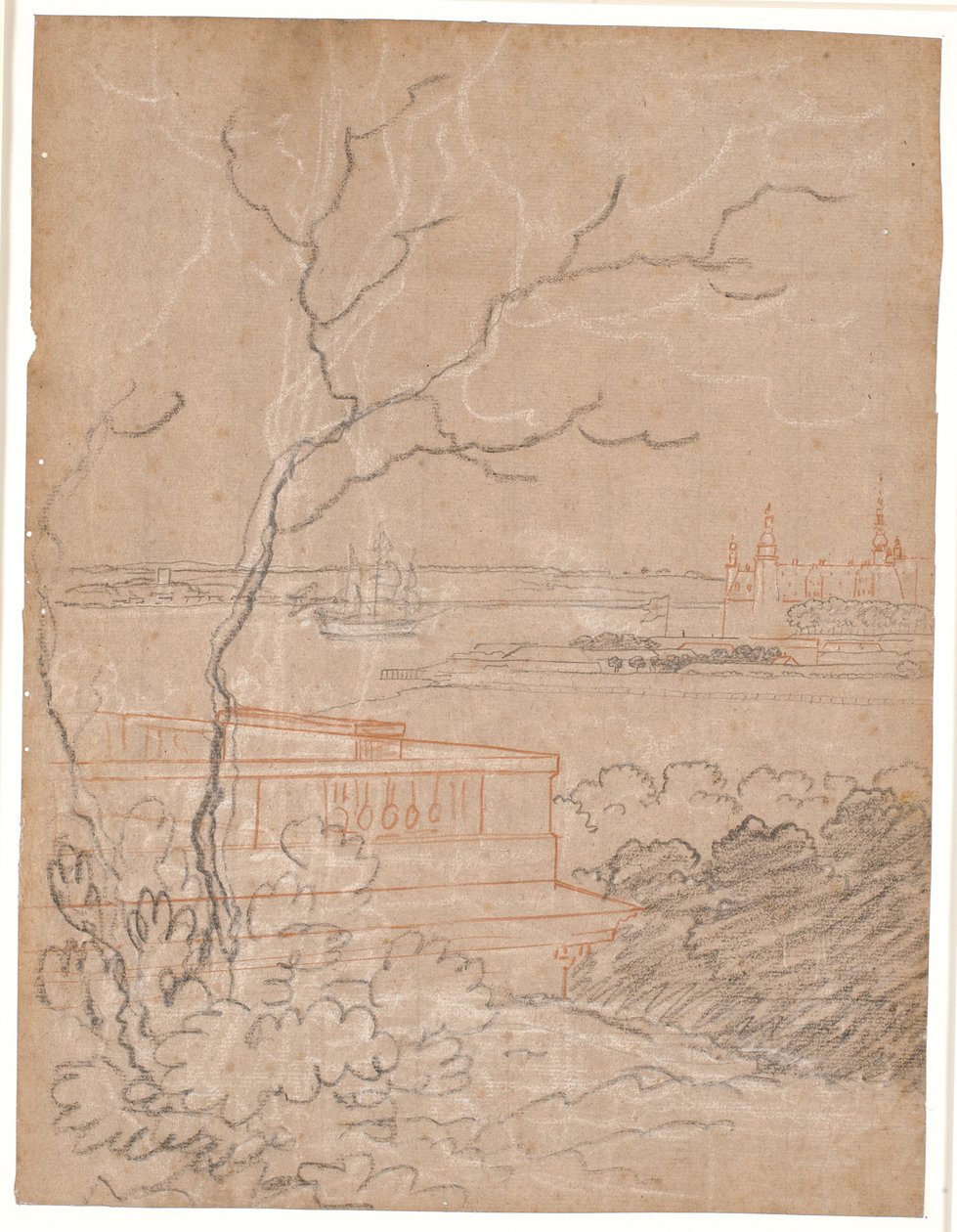 Aussicht von Marienlyst über Kronborg von Jens Juel
