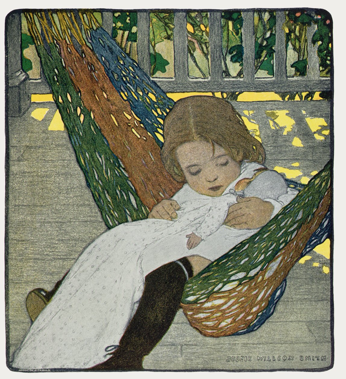 Wiegepuppe zum Schlafen bringen von Jessie Willcox Smith