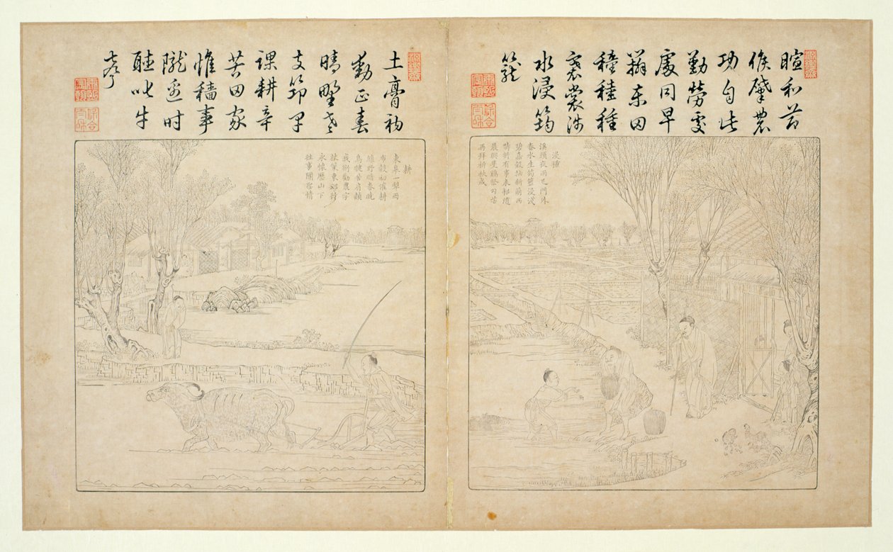 Yuzhi gengzhi tu (Tilling and Weaving Illustrated) 1696 von Jiao Bingzhen