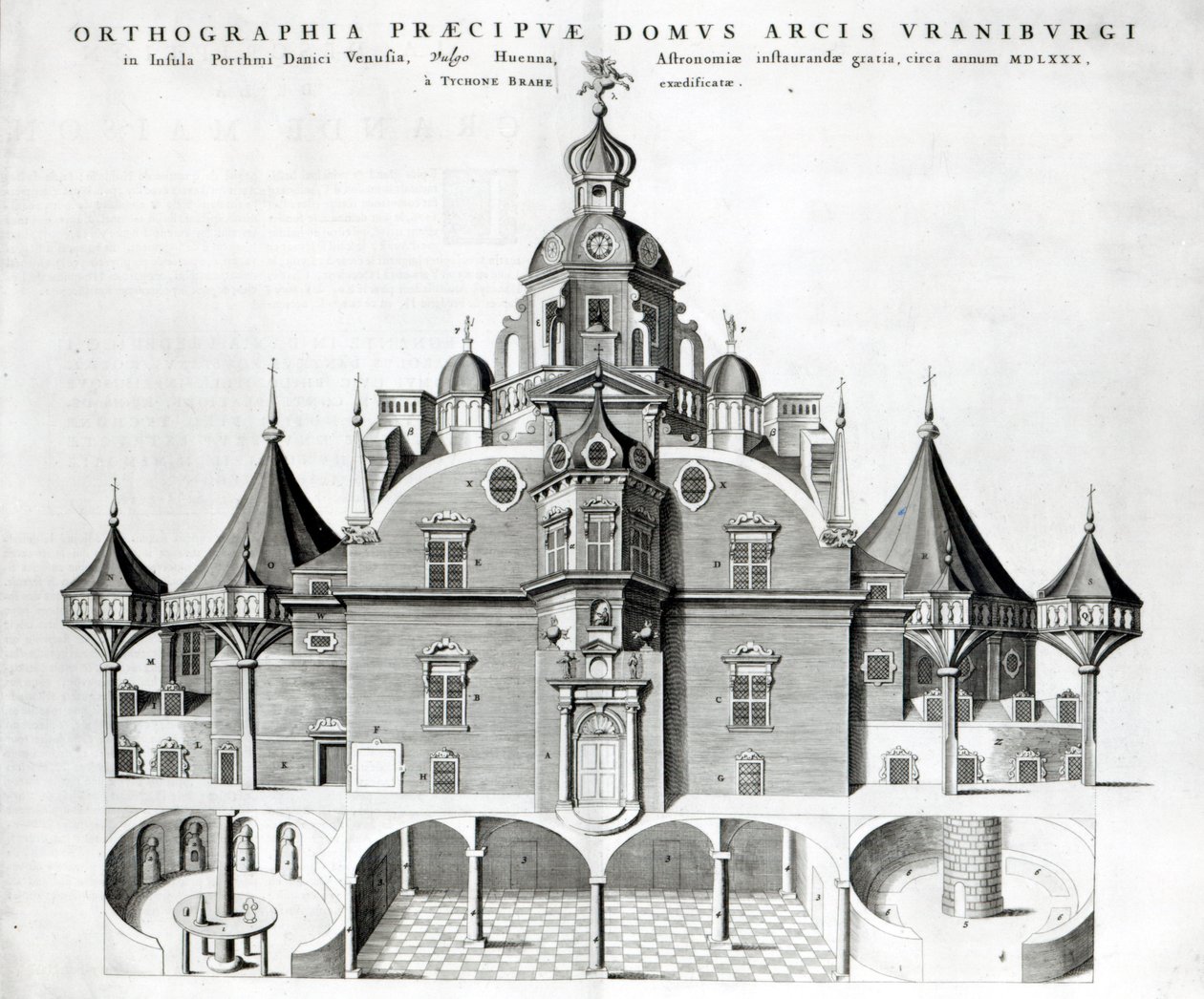 Tycho Brahes Observatorium Uraniborg aus Joan Blaeus 