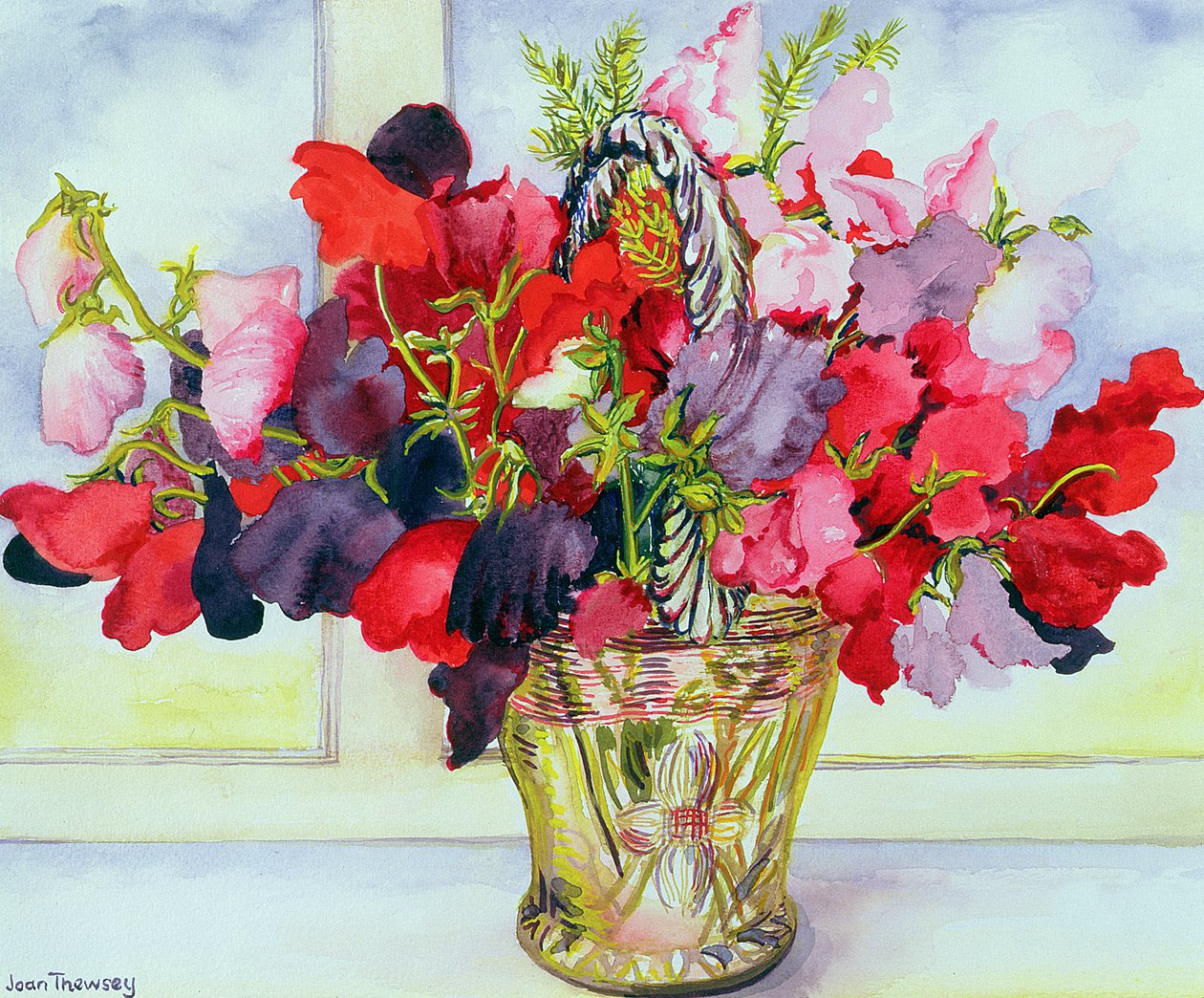 Duftwicken in einer Vase von Joan Thewsey