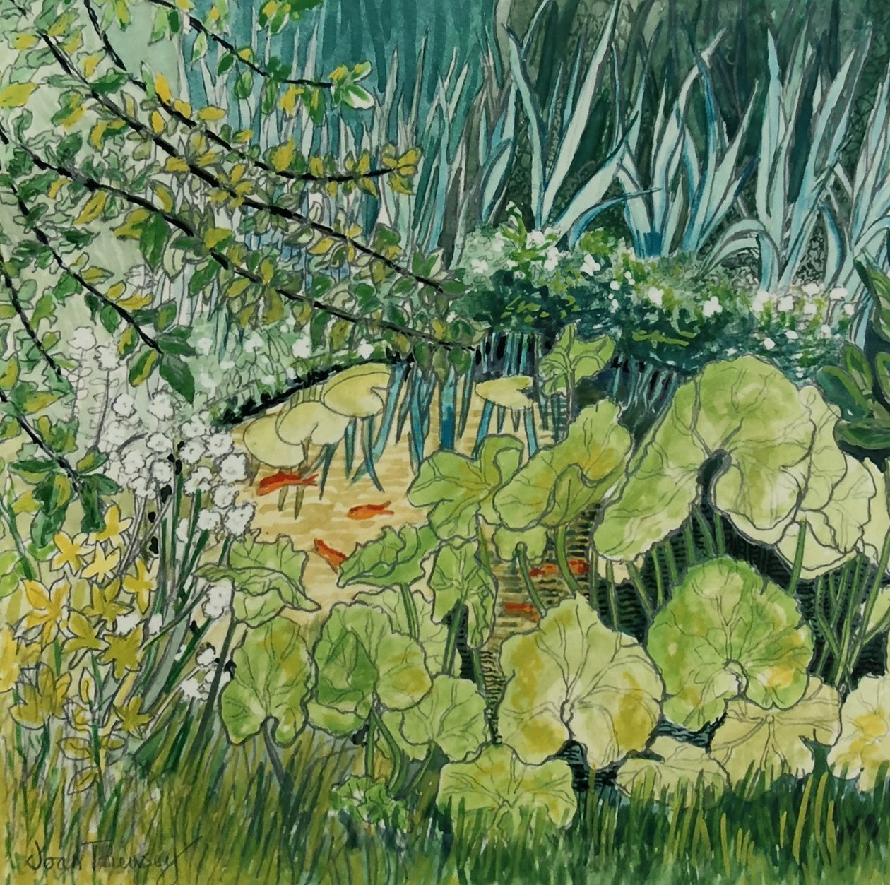 Teich mit Goldfischen von Joan Thewsey