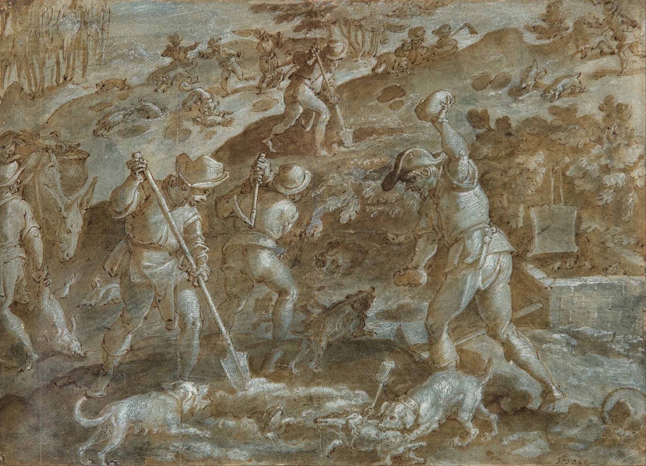 Eine Dachsjagd von Joannes Stradanus