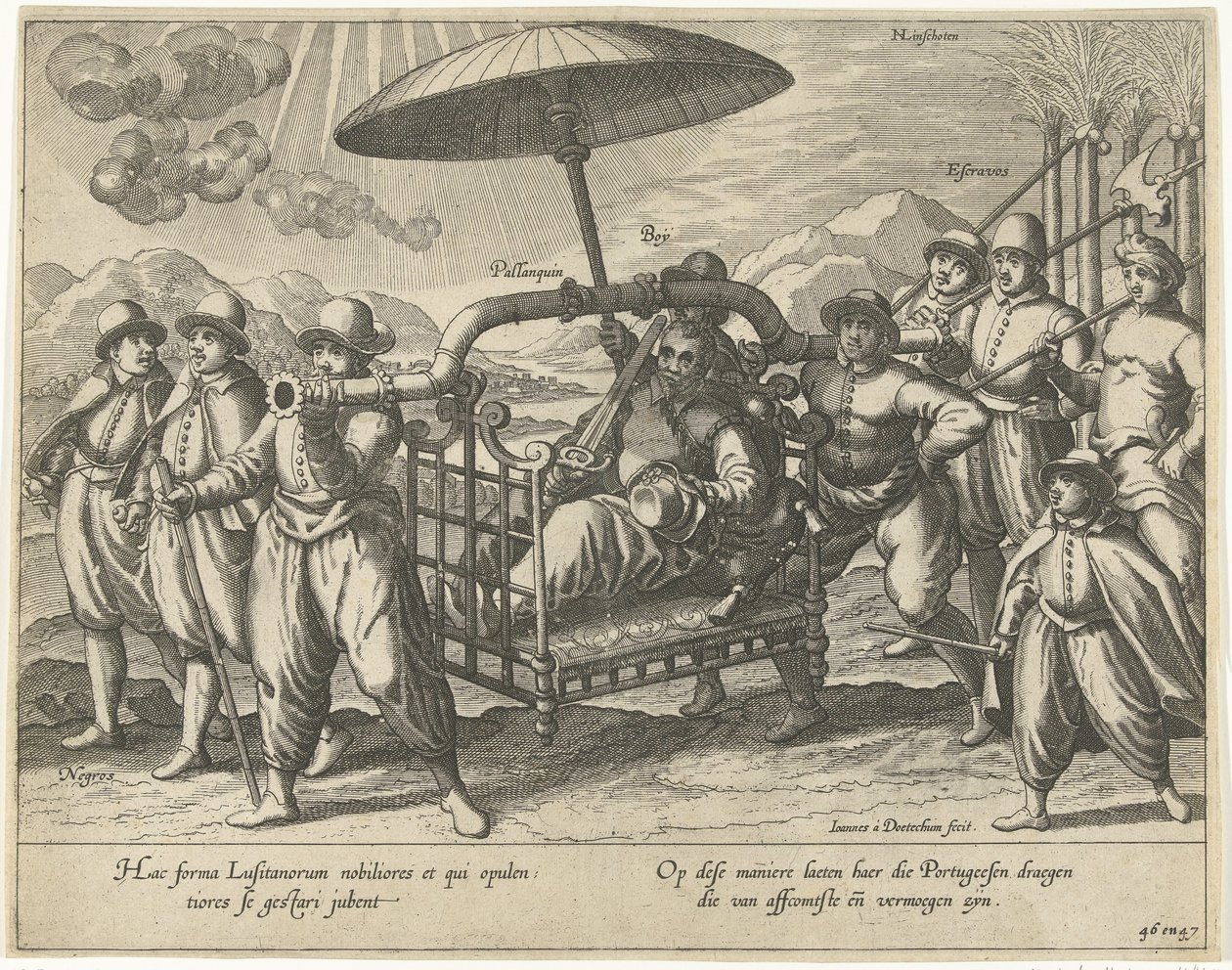 Portugiese in einer Sänfte von Joannes van Doetechum (I)