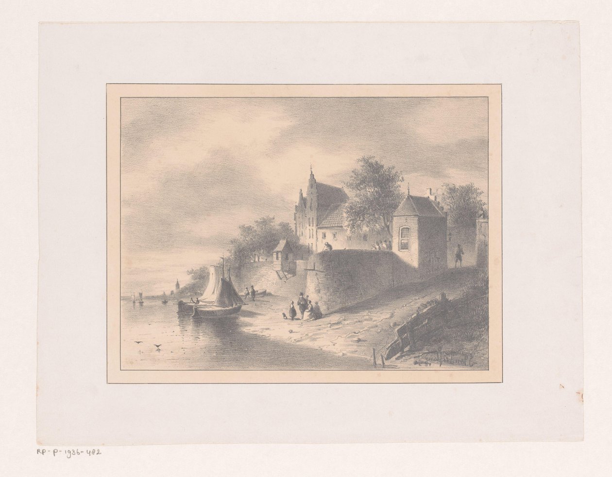 Stadtansicht an einem Fluss von Joannes van Liefland (attributed to)