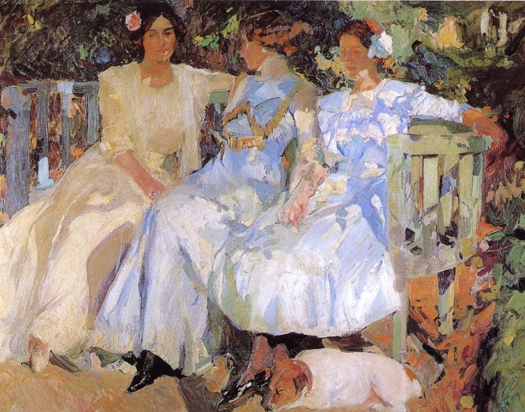 Meine Frau und Töchter im Garten von Joaquín Sorolla