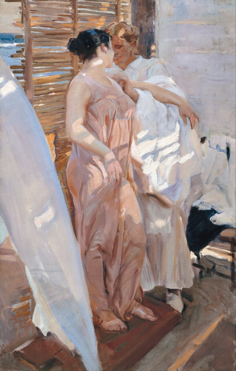 Der rosa Bademantel. Nach dem Bad von Joaquín Sorolla