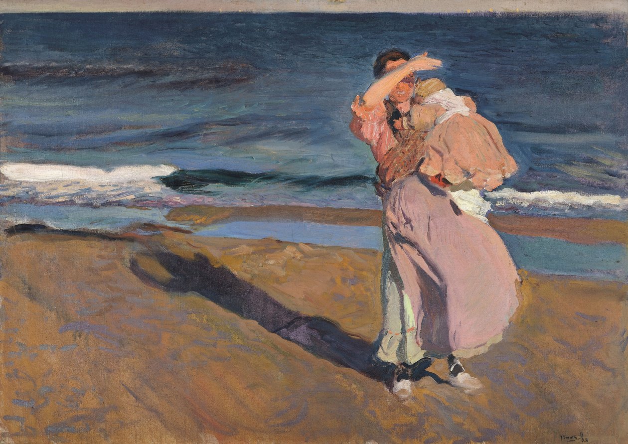 Fischerin mit Kind, Valencia, 1908 von Joaquín Sorolla