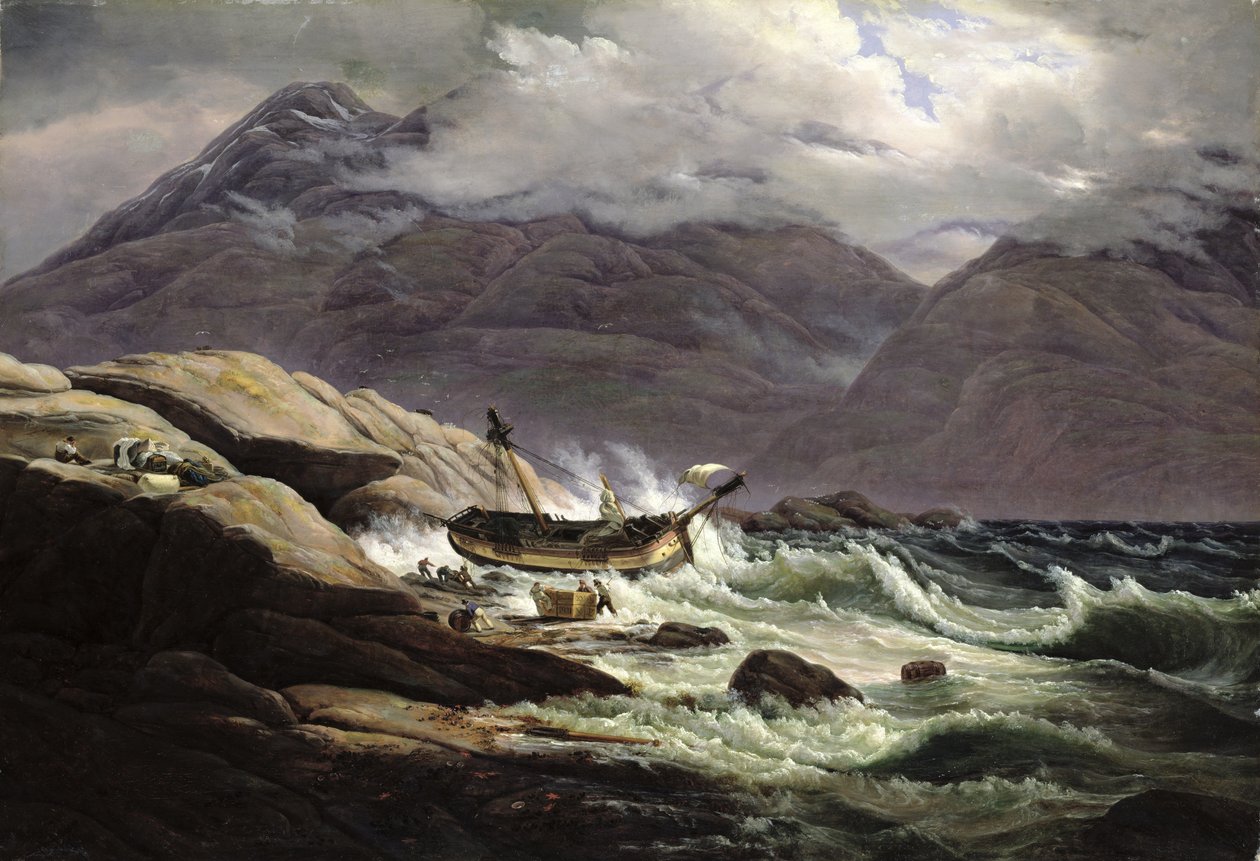 Schiffswrack an der norwegischen Küste, 1831 von Johan Christian Dahl