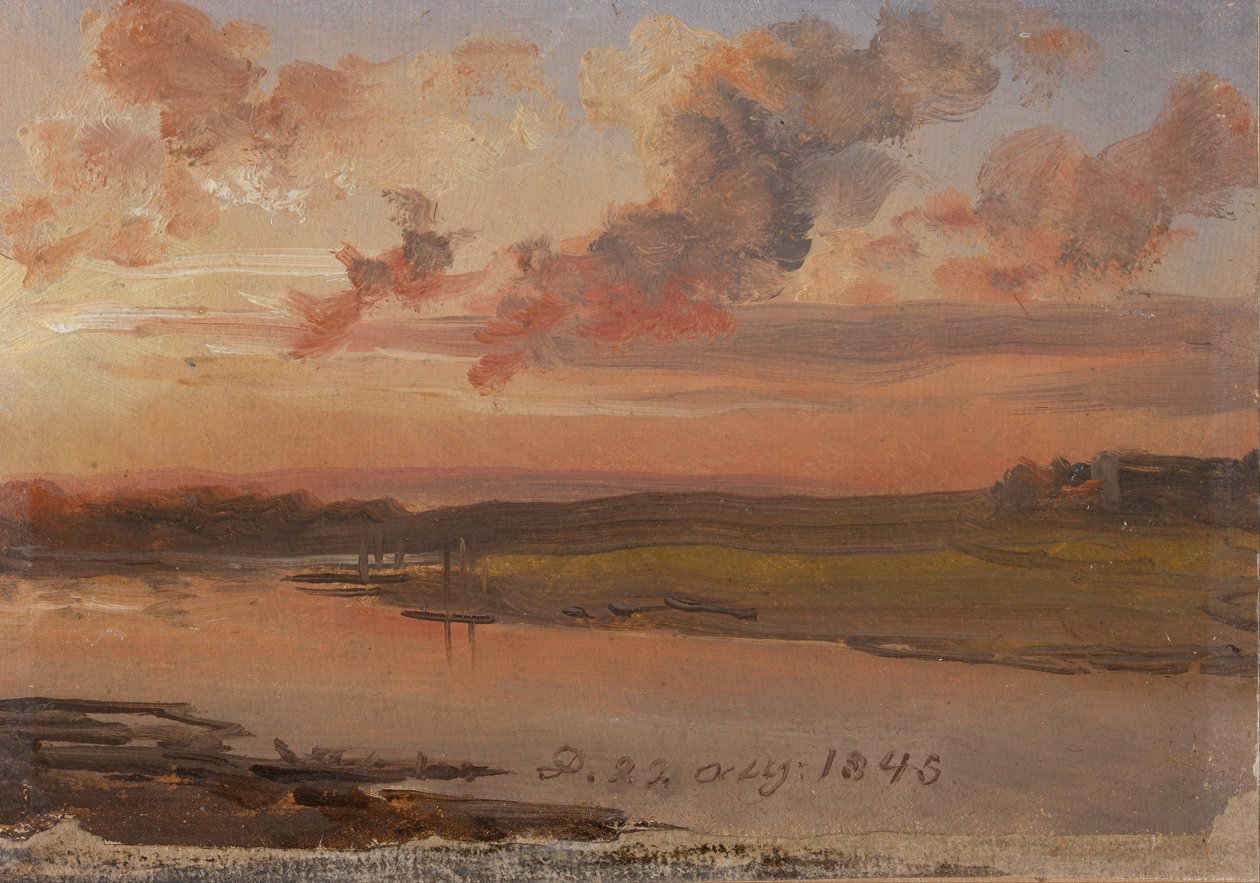 Die Elbe am Abend von Johan Christian Dahl