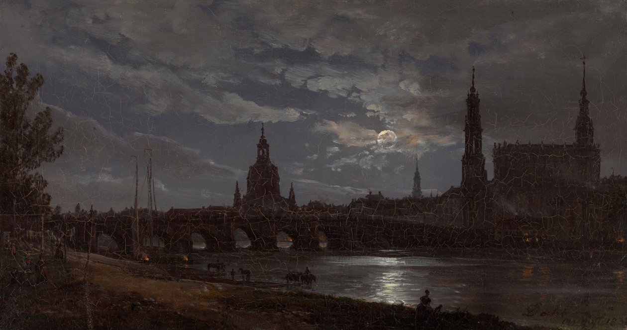 Ansicht von Dresden im Mondlicht von Johan Christian Dahl