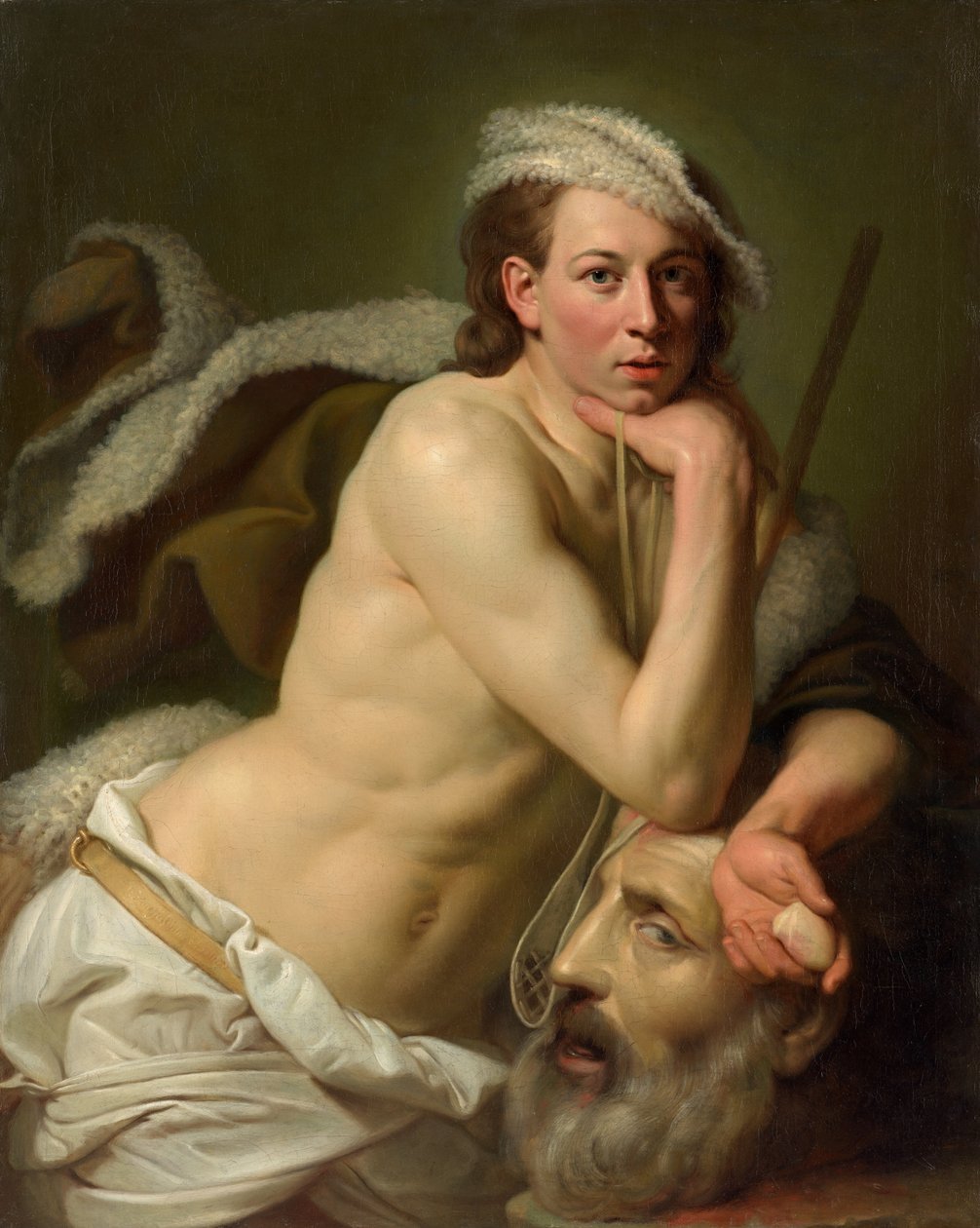 Selbstporträt als David mit dem Kopf von Goliath von Johan Joseph Zoffany