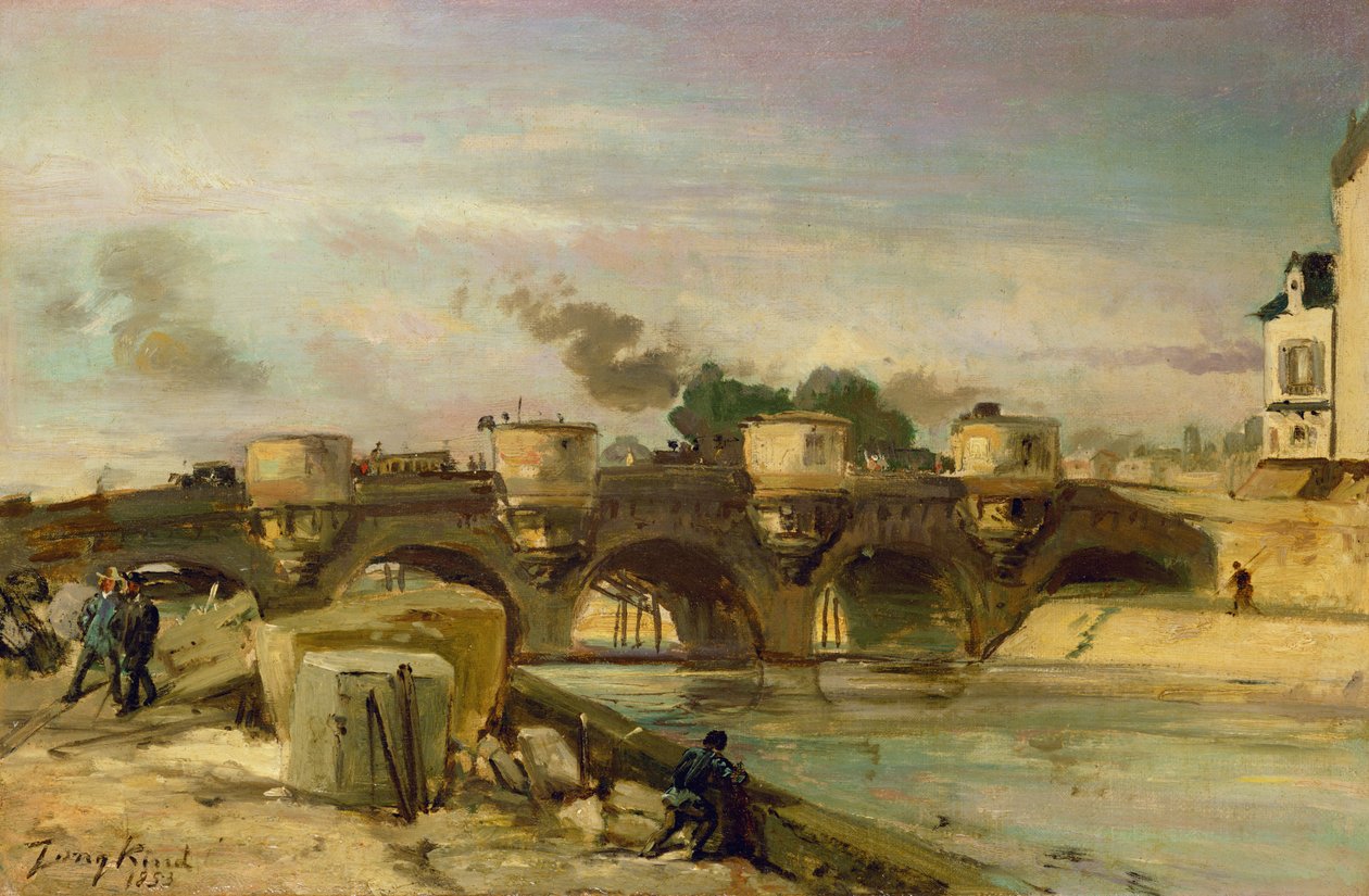 Feuer auf der Pont Neuf, 1853 von Johan Barthold Jongkind