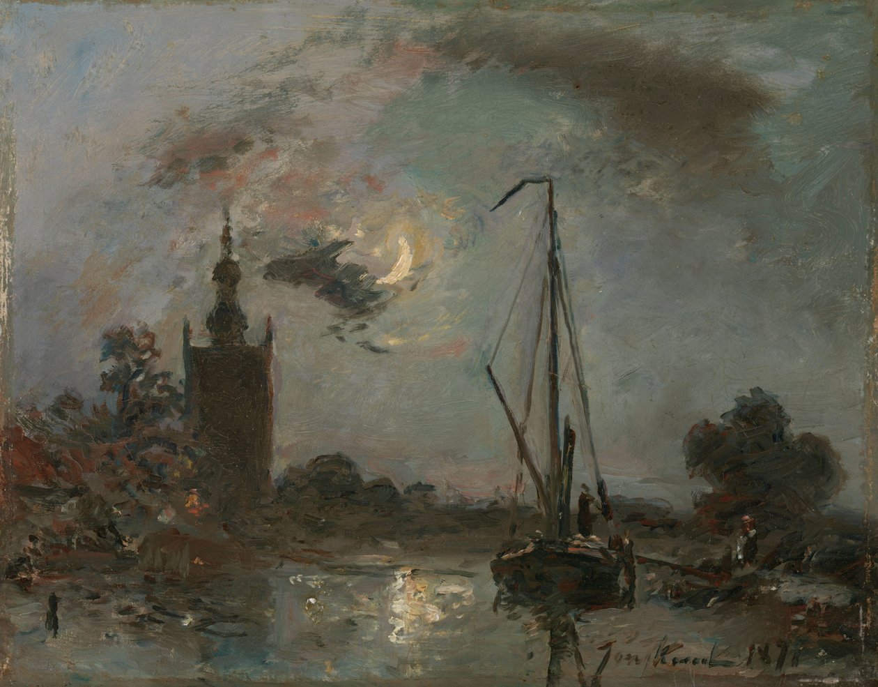 Overschie im Mondlicht von Johan Barthold Jongkind