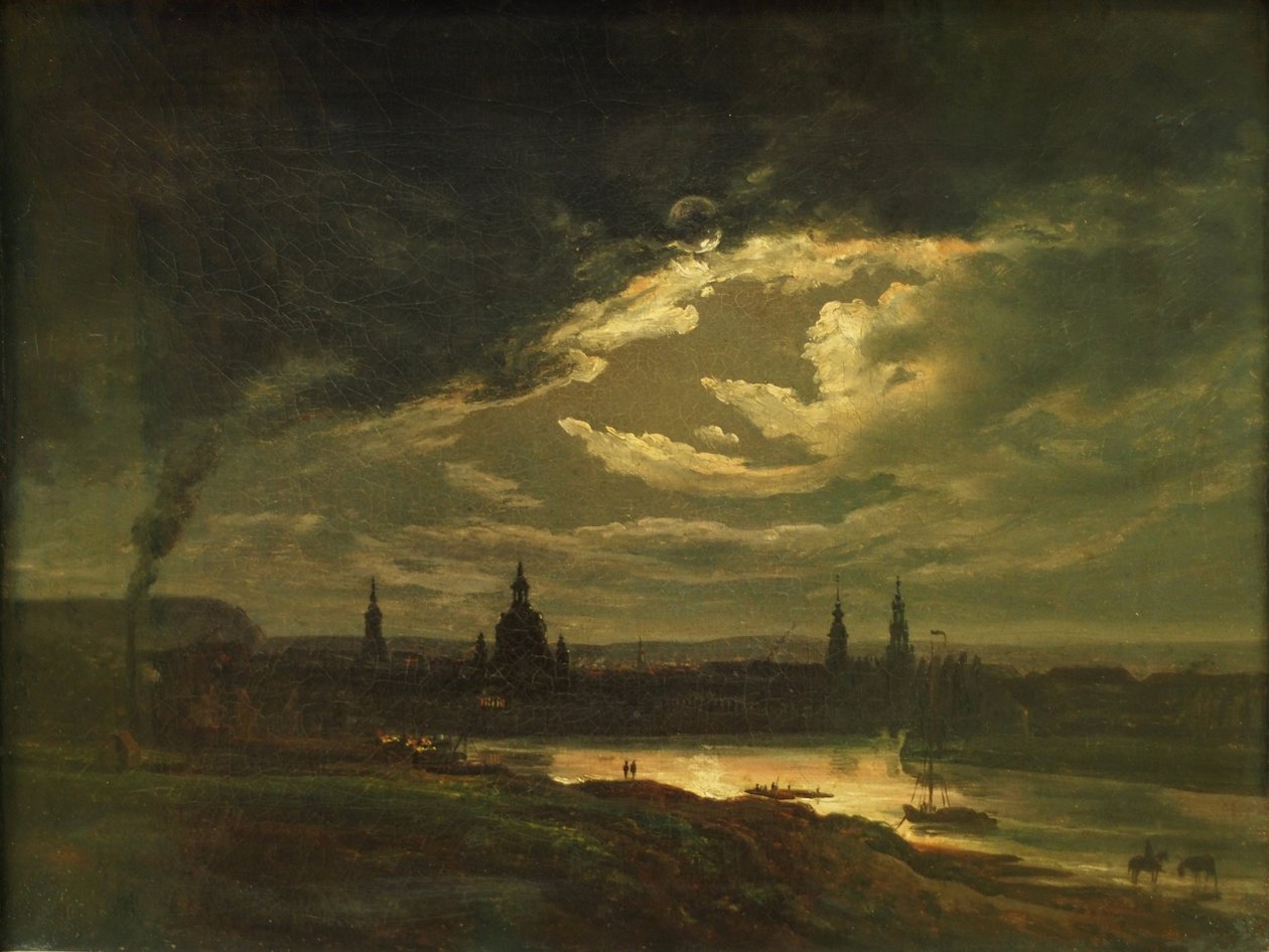Nächtliche Ansicht von Dresden von Johan Christian Dahl