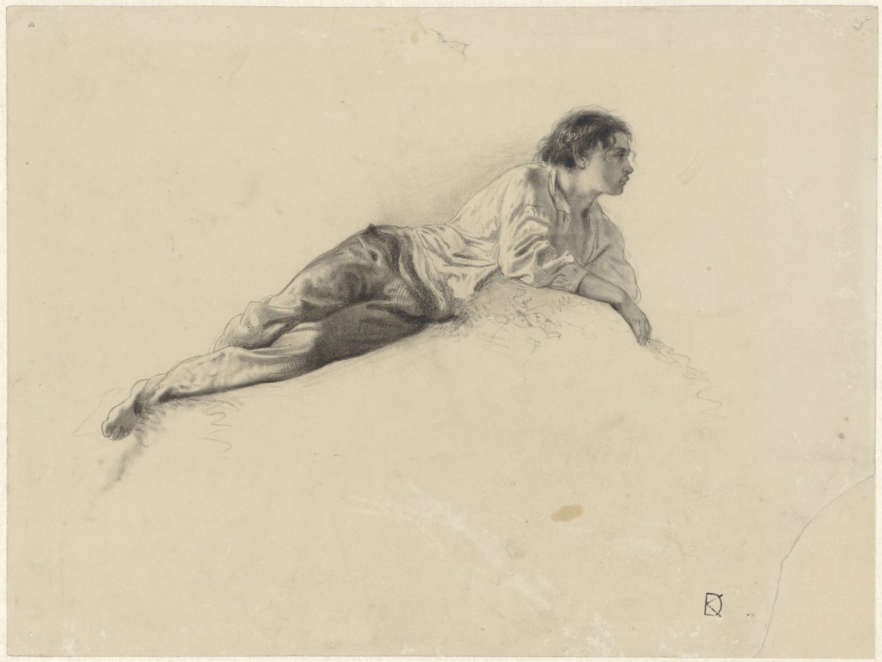 Studie eines liegenden jungen Mannes von Johan Daniël Koelman