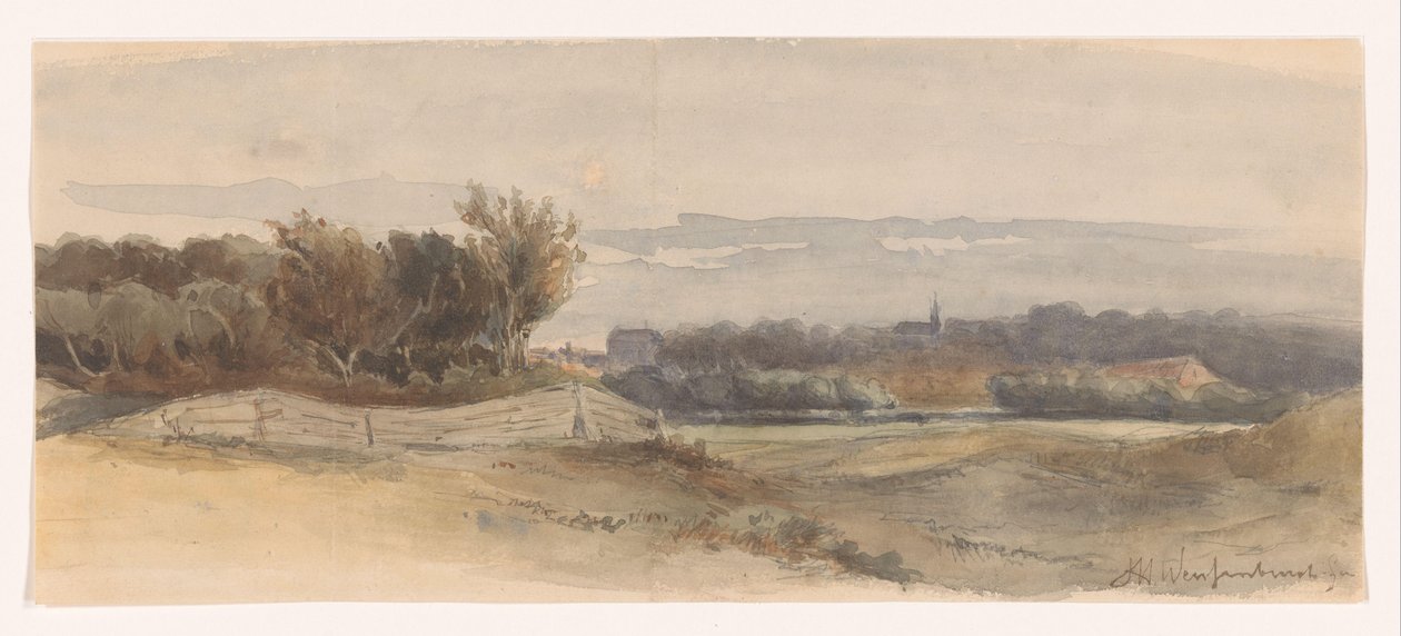Panoramische Landschaft von Johan Hendrik Weissenbruch (signed by artist)