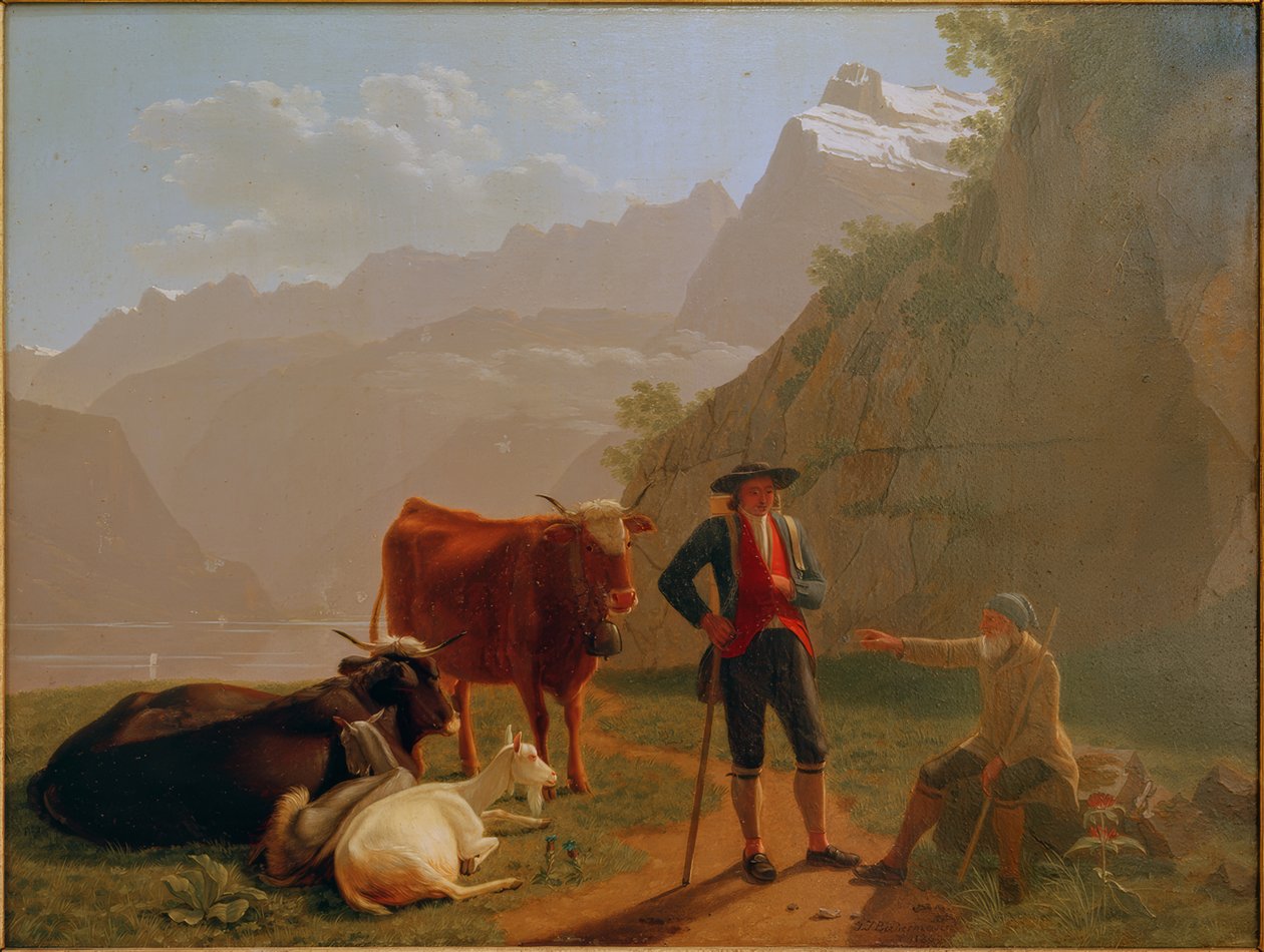 Vierwaldstätter See mit Hirten von Johan Jakob Biedermann
