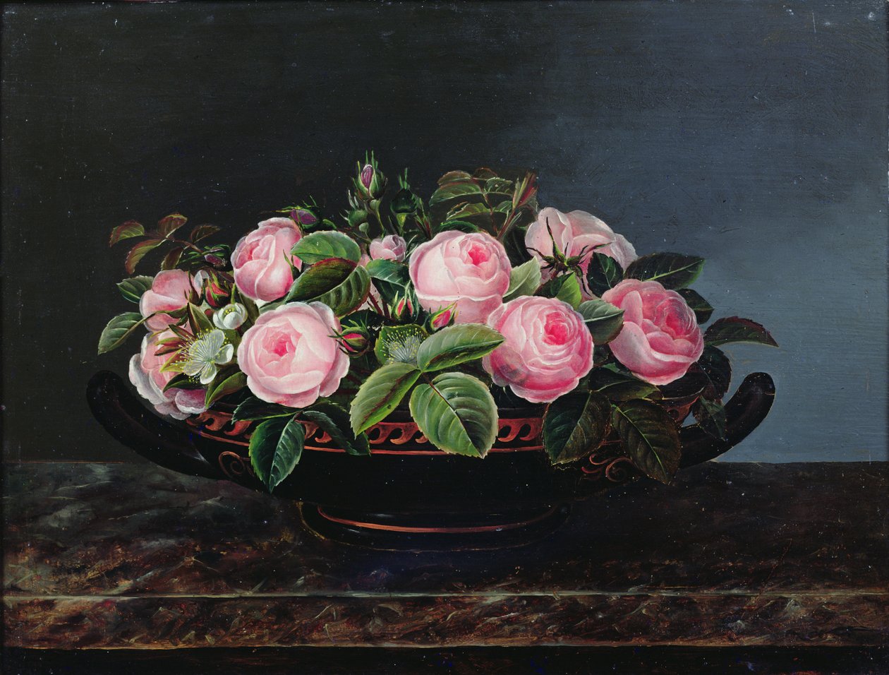 Stillleben mit rosa Rosen von Johan Laurents Jensen