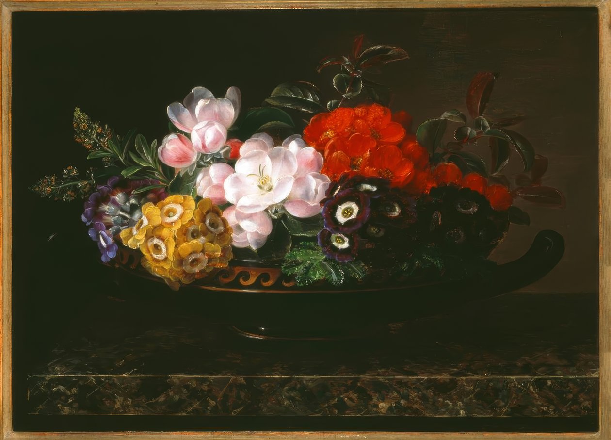 Blumenstillleben in antiker Schale von Johan Laurentz Jensen
