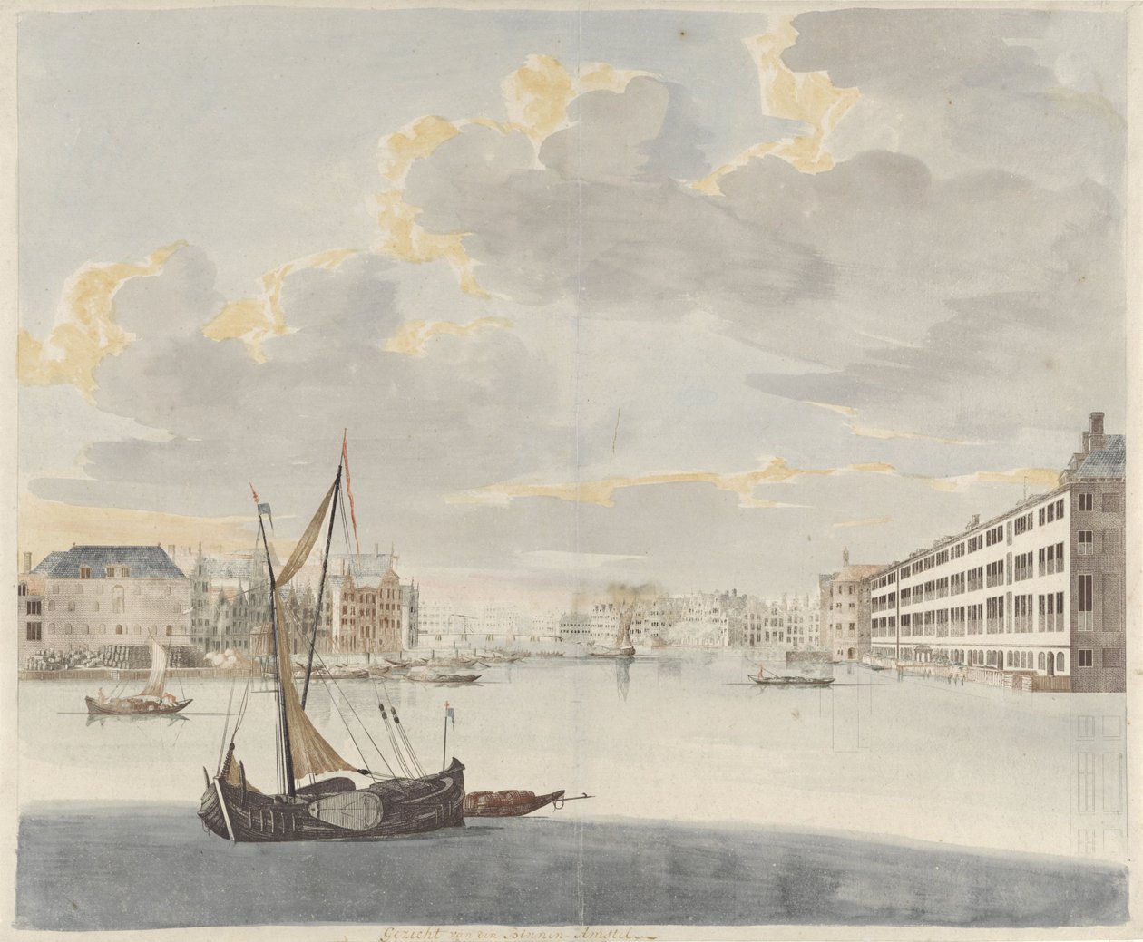 Ansicht der Binnen-Amstel in Amsterdam von Johan Teyler