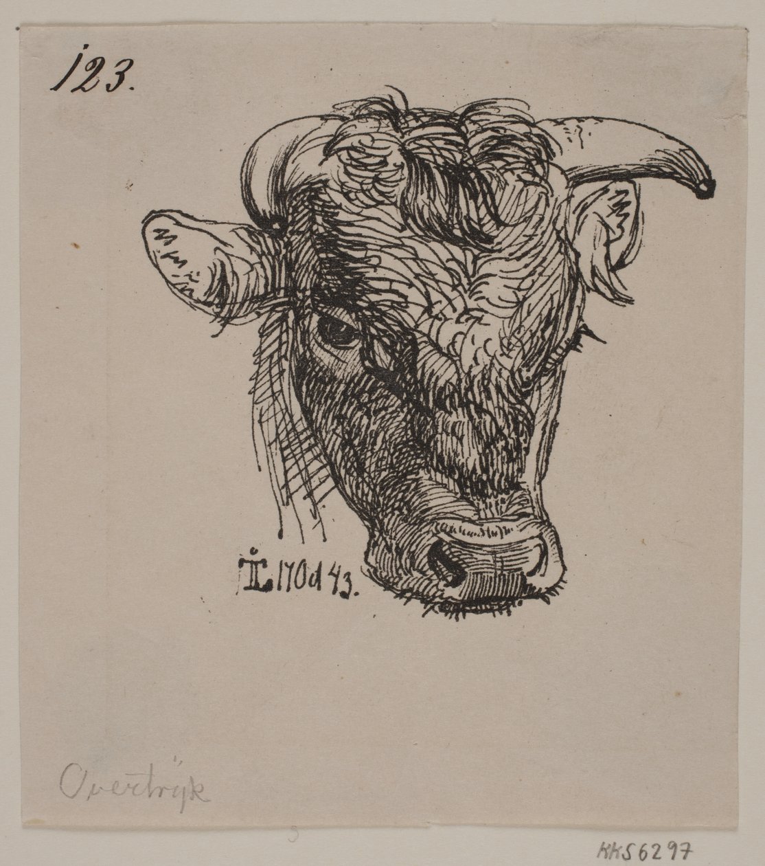 Kopf eines jungen Stiers von Johan Thomas Lundbye