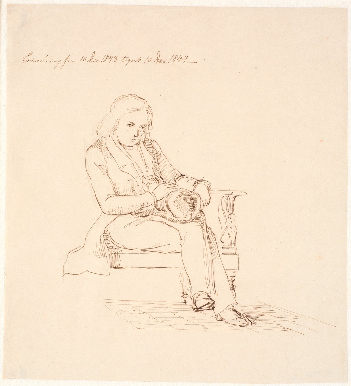 Thorvaldsen sitzt auf einem Sofa von Johan Thomas Lundbye