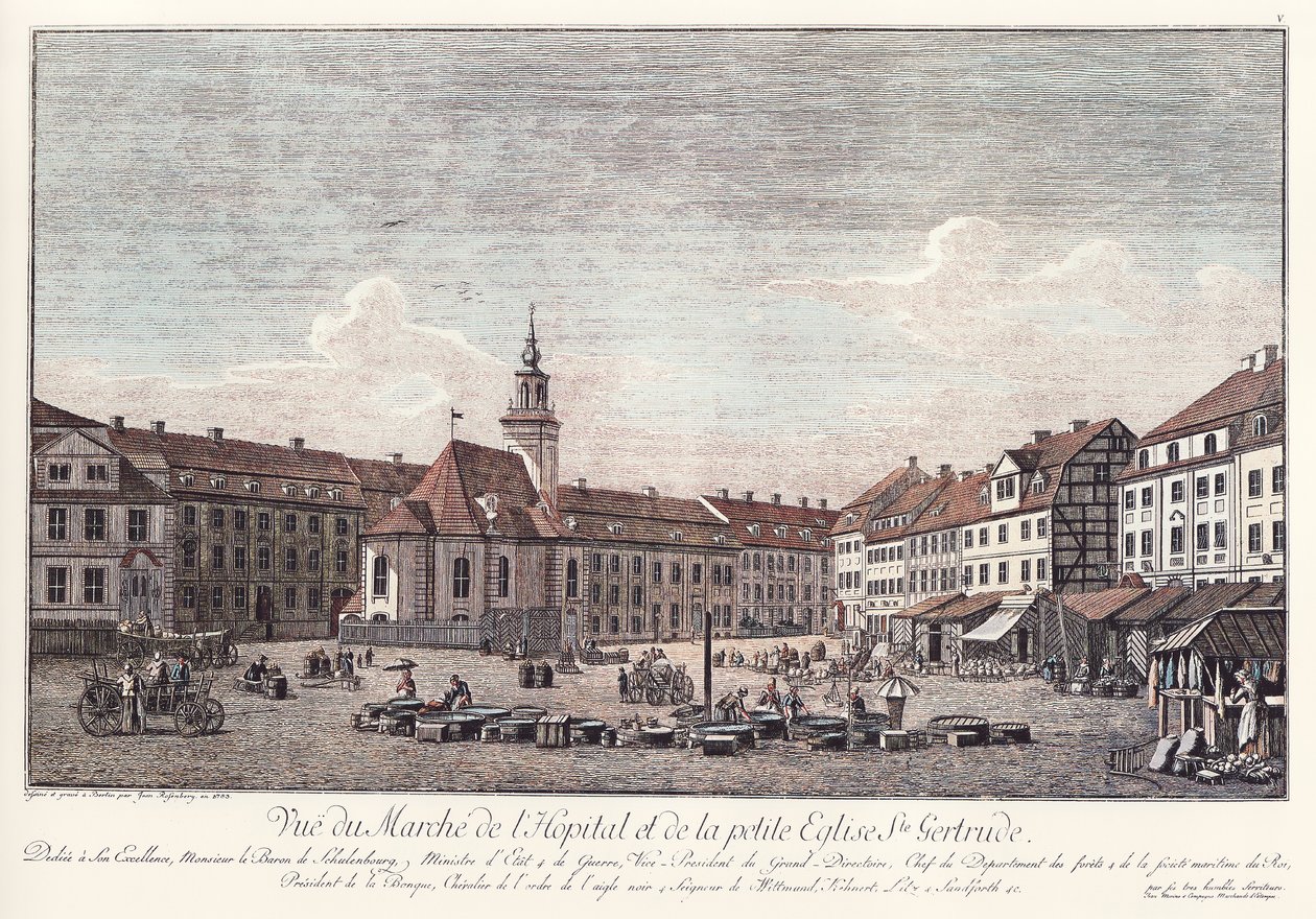 Ansicht des Spittelmarktes mit der Gertraudenkirche, Alt-Berlin von Johann Georg Rosenberg