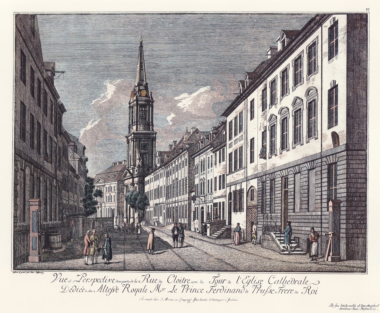 Blick in die Klosterstraße mit der Parochialkirche, Alt-Berlin von Johann Georg Rosenberg